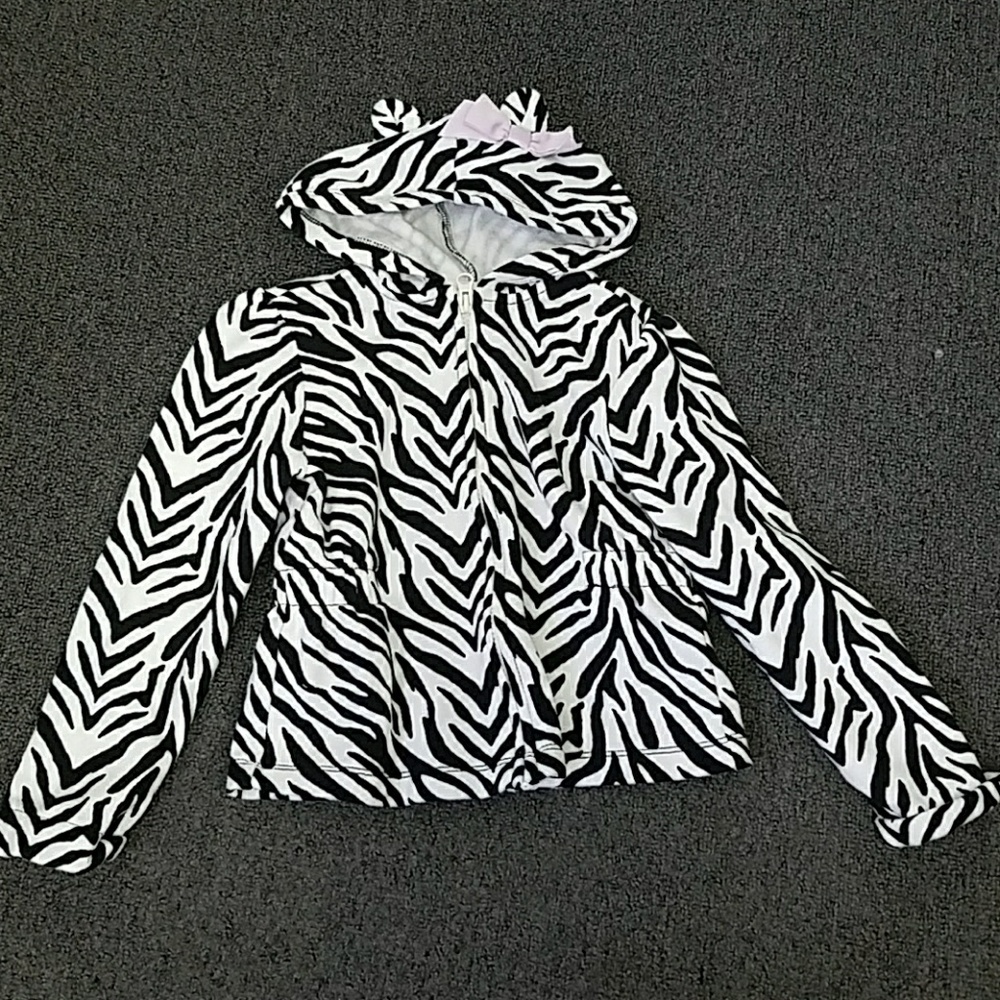 Gymboree girls zebra zip hoodie, size 5/6